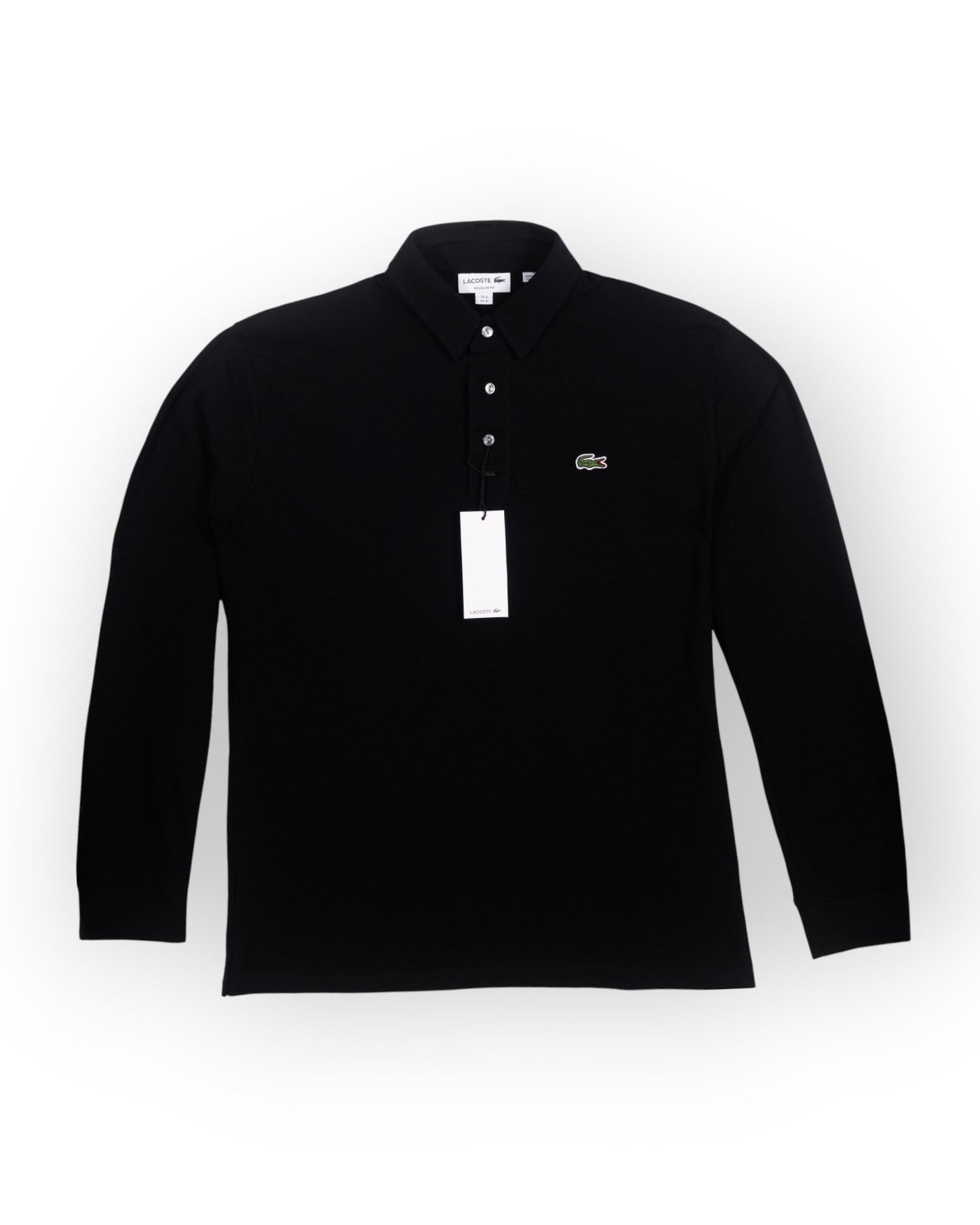 CAMISERO LACOSTE NEGRO MANGA LARGA